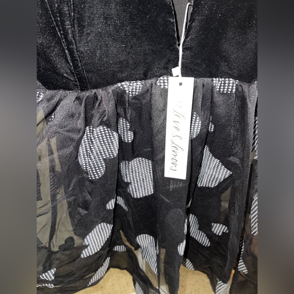 For Love & Lemons Alexandra Mini Dress Black Hearts NWT - Picture 5 of 7